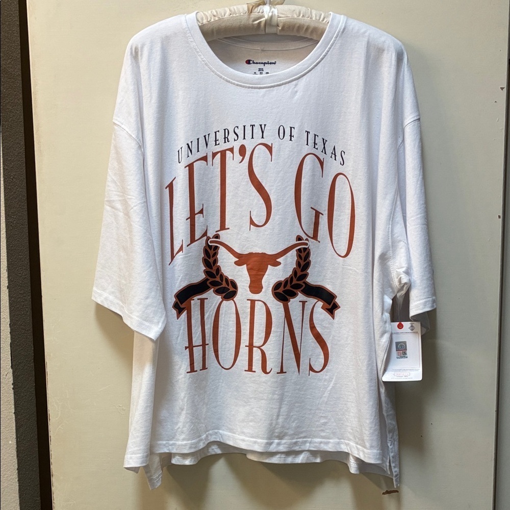 NWT University of Texas Longhorns Champion White and Orange Graphic T-Shirt 2X